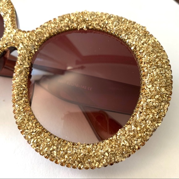 Oversized Bling Rhinestones Round sunglasses - Picture 4 of 5